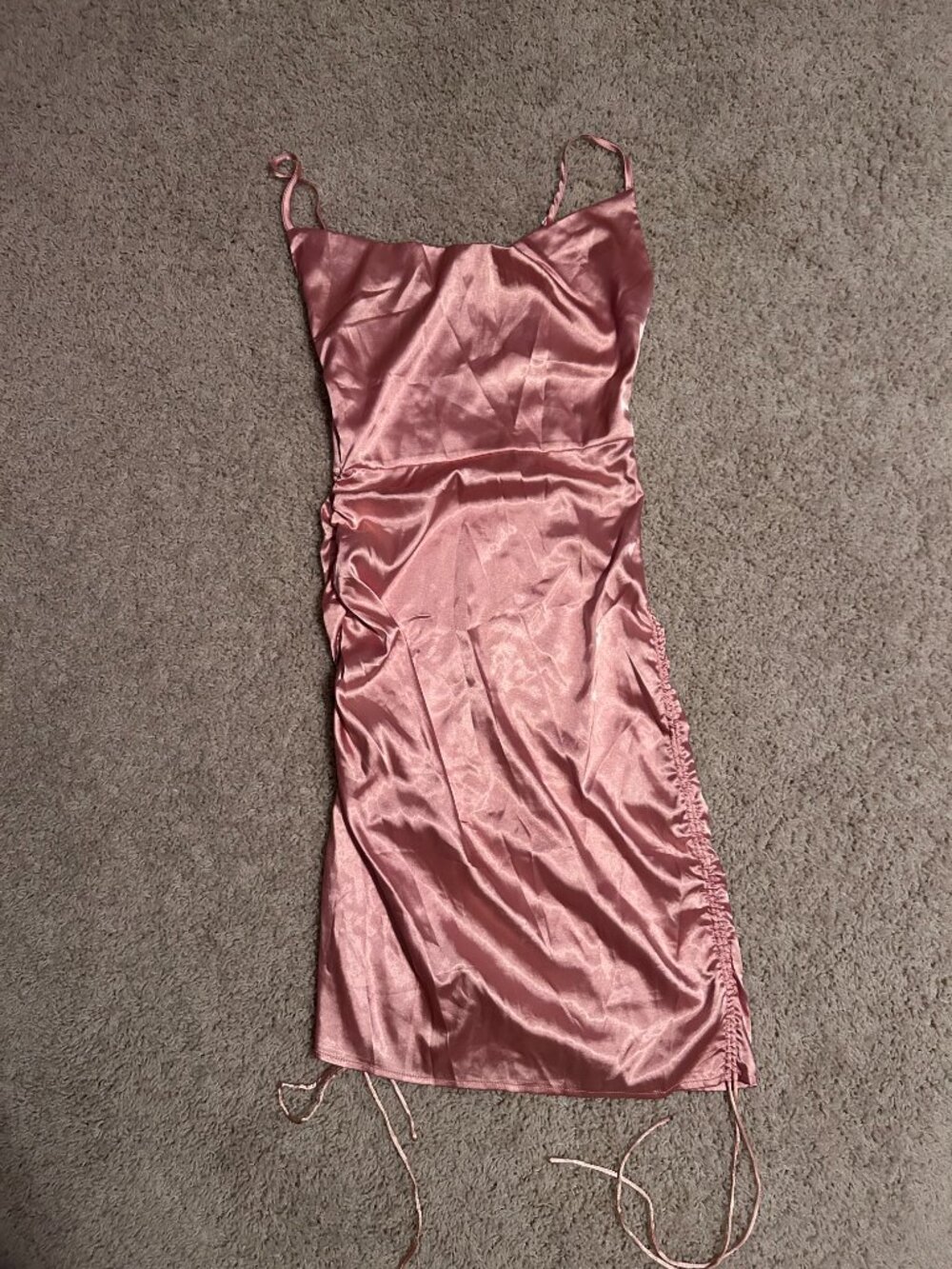 Light Orange Ruched Mini Dress - Picture 3 of 4